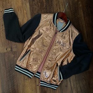 Guess Jeans Varsity Rose Gold Varsity Jacket